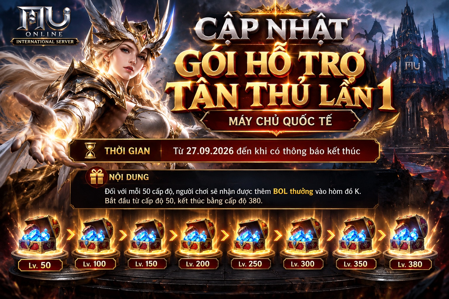 Cập nhật gói hỗ trợ tân thủ lần 1 (máy chủ quốc tế)