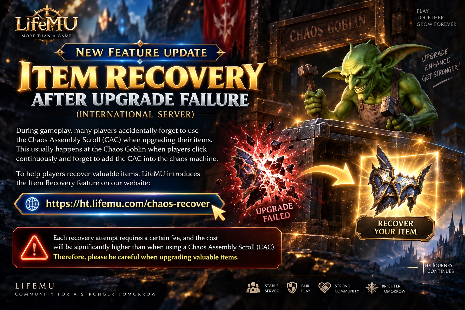 Item Recovery Feature After Upgrade Failure – International Server