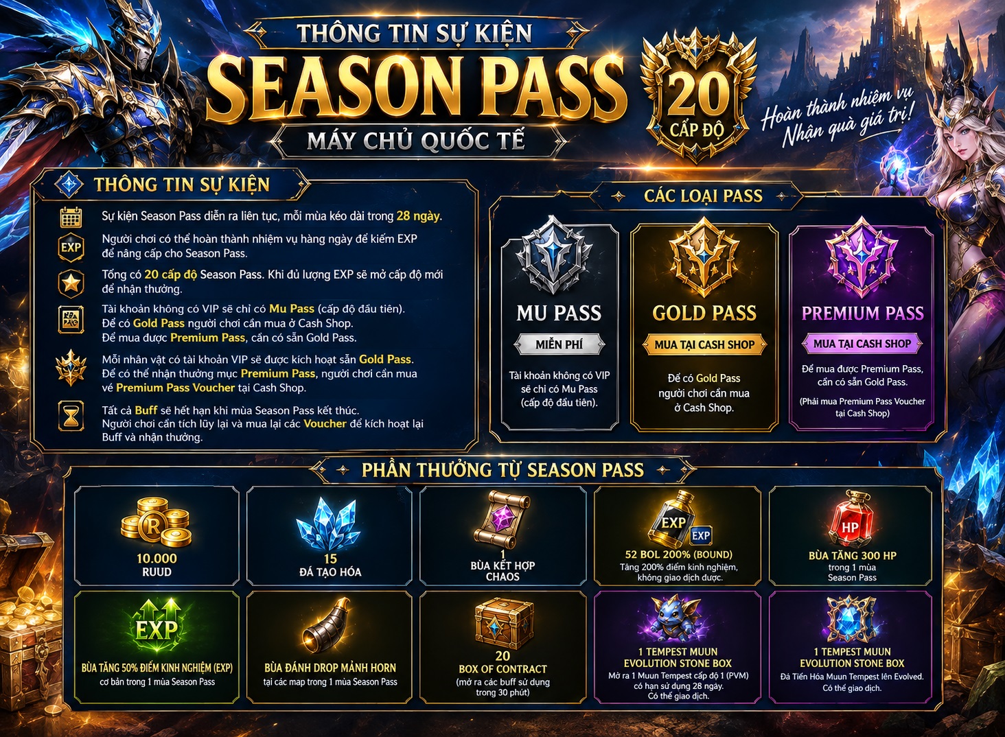 Thông tin sự kiện Season Pass máy chủ quốc tế