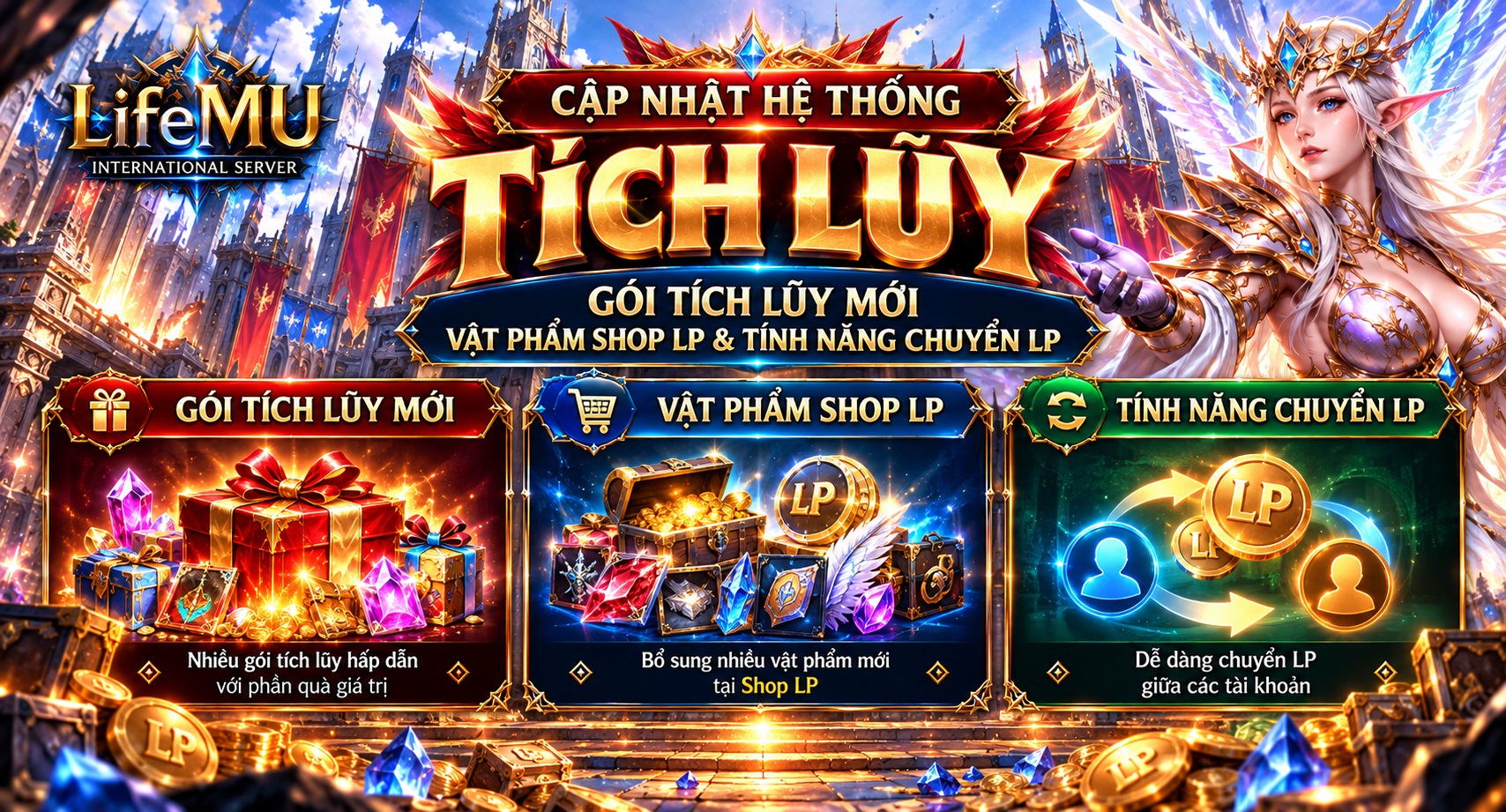 Cập nhật hệ thống tích lũy: Gói tích lũy mới, vật phẩm Shop LP và chuyển LP
