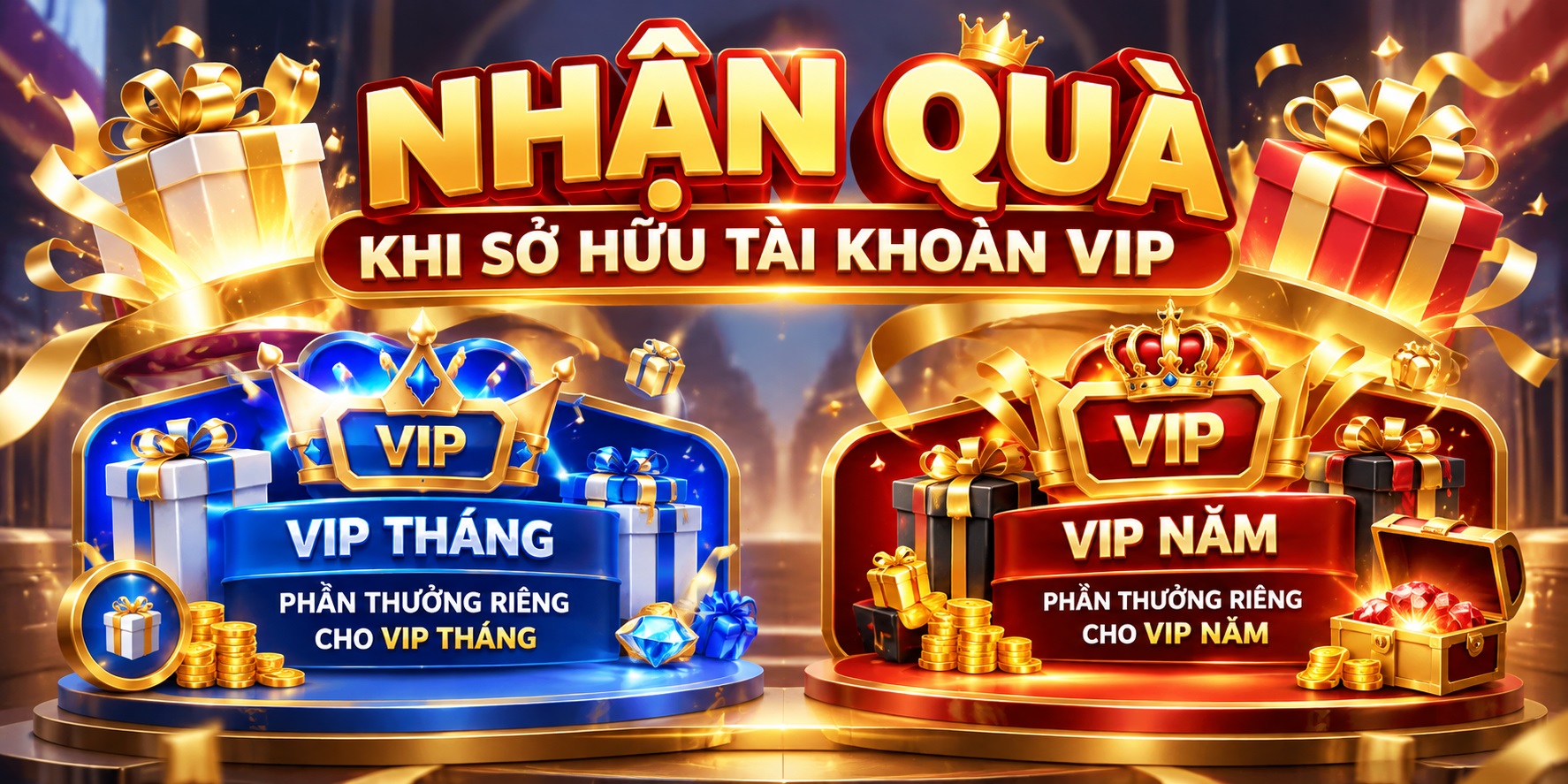 Nhận quà khi sở hữu tài khoản VIP